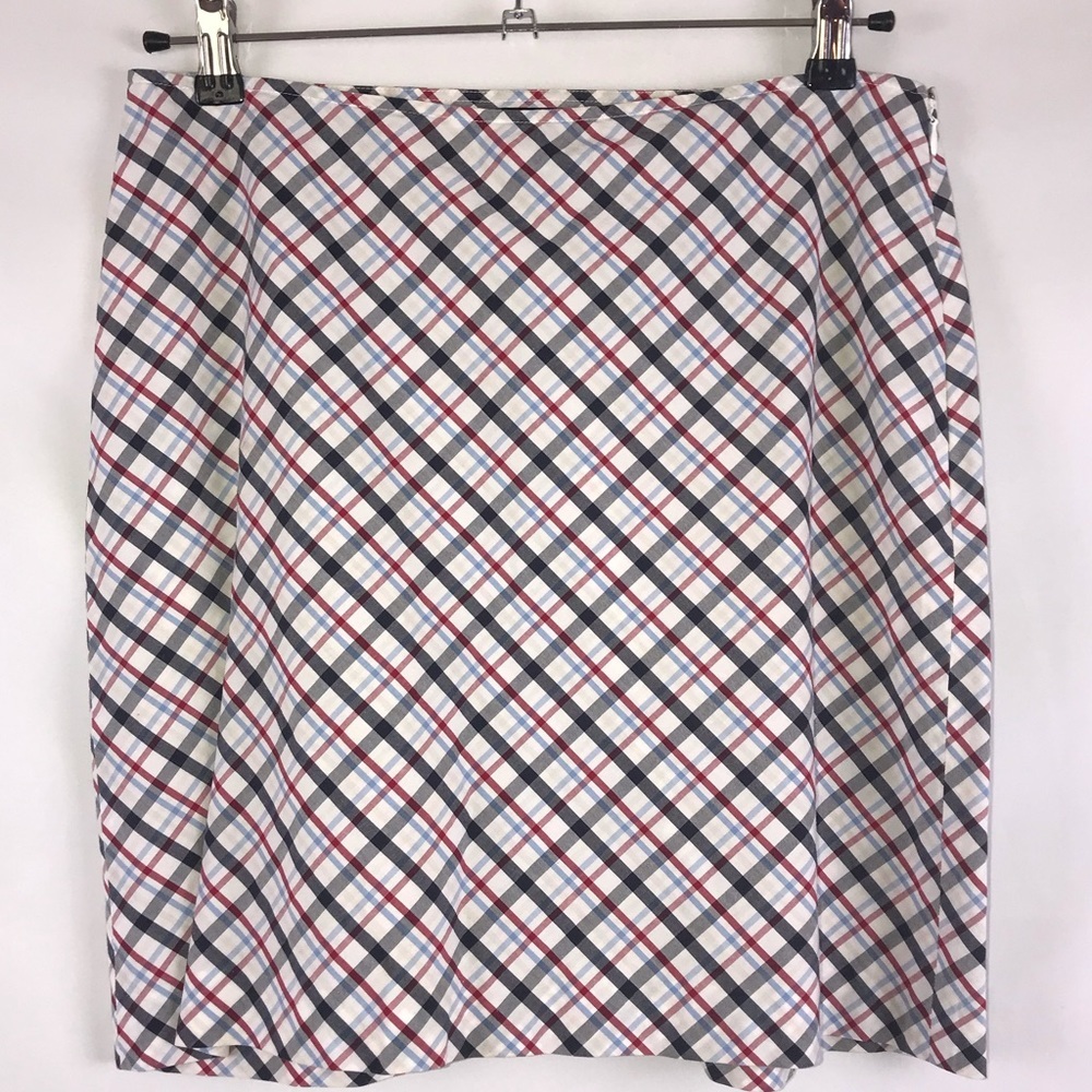 Ann Taylor skirt Size 6 pencil plaid Side Zipper 100% cotton